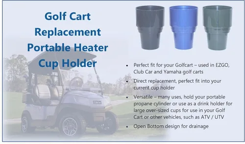 Miniatura 6 de JSP Manufacturing Portavasos para carrito de golf EZGO Club Car, soporte de repuesto Yamaha para cilindro de propano portátil de 16.4 oz o soporte