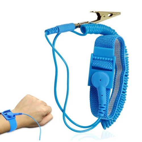 Miniatura 2 de Correa de muñeca antiestática, pulsera ESD ajustable con clip de cocodrilo de alambre de conexión a tierra, para trabajar en dispositivos