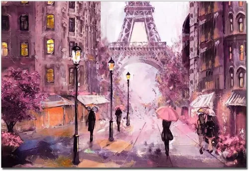 Imágenes de París de color rosa para pared, decoración de dormitorio de niña, torre Eiffel, paraguas, ilustraciones de acuarela, paisaje, impresión