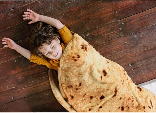 Miniatura 2 de Vessia Manta de tortilla de burritos (amarillo, 60 pulgadas), manta gigante realista divertida de comida para adultos y niños, 300 GSM, doble cara