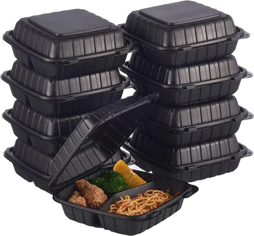 Miniatura 8 de Jaluxing 100 unidades de contenedores desechables de plástico transparente con bisagras para llevar alimentos, 15 cm de ancho, envases desechables