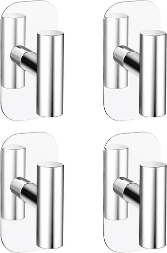 Miniatura 8 de Ganchos adhesivos para toallas para ducha, ganchos de baño resistentes al agua, perchas adhesivas montadas en la pared para Negro