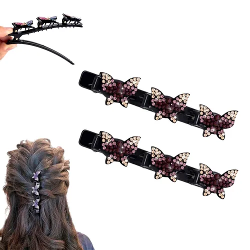 Miniatura 27 de Pinzas para el cabello trenzadas con piedra de cristal brillante para mujeres y niñas, pinzas para el cabello con diamantes de imitación 2025