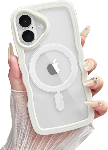 Miniatura 45 de Yeddabox Magsafe - Funda compatible con iPhone 13, diseño de ondas, lindo marco de colores de caramelo con ondas de agua, a prueba de golpes