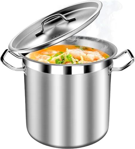 Miniatura 8 de STOCKPOT Olla de cocina, olla de acero inoxidable, olla de sopa con tapa de vidrio, ollas de inducción - 6 cuartos