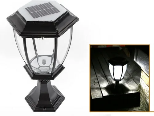 Miniatura 3 de Lámpara de poste de jardín de 2 piezas de 5 W LED de energía solar para exteriores, impermeable, negro, ahorro de energía para césped, jardín