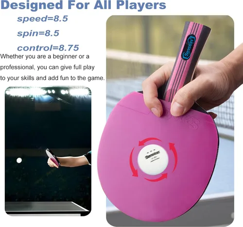 Miniatura 3 de Senston Paletas de ping pong para entretenimiento o competición - Juego de paletas de ping pong con velocidad avanzada, control Púrpura
