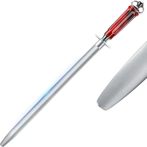 Miniatura 9 de Huusk Afilador de cuchillos de 10 pulgadas, afilador de acero de acero de alto carbono, afiladores de cuchillos de cocina con puntas magnetizadas