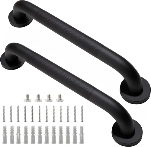 Miniatura 30 de Barra de agarre para ducha, paquete de 2 barras de agarre de baño gris de 12 pulgadas, barras de agarre antideslizantes de acero inoxidable 304