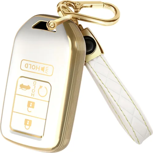 Miniatura 40 de Lucrum Compatible con funda para llavero Honda y llavero de cuero - Estuche de llavero de TPU para Accord Civic CR-V HR-V Pilot Ridgeline SE LX