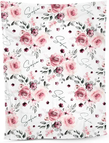 Miniatura 18 de NAZENTI Manta de bebé de elefante personalizada, manta de bebé niña personalizada con nombre y floral, regalo para niñas y niños, recién nacidos