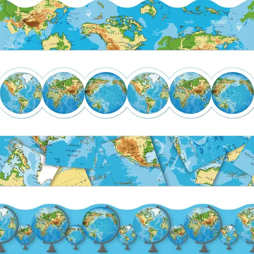 Tablero de anuncios de 67 pies con diseño de globos de mapa del mundo, decoración de tablón de anuncios de Adventure Awaits, adorno de viaje,