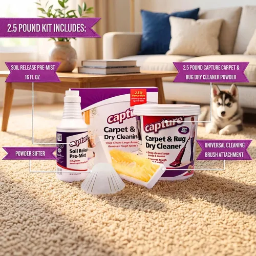 Miniatura 2 de Capture Carpet Total Care Kit 250 – Sofá y tapicería para el hogar, alfombra de coche, perros y gatos Solución limpiador de alfombras para mascotas