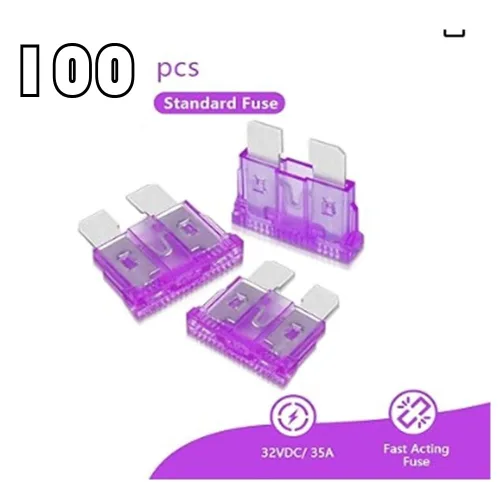 Miniatura 2 de Fusible estándar de 35 amperios (100 unidades), fusibles de hoja de coche de 35 A para coche/RV/camión/SUV/motocicleta/barco (35A)