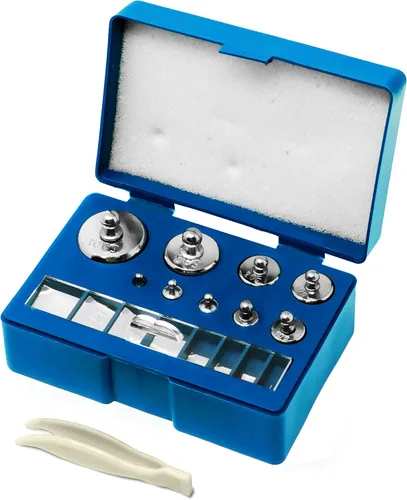 Miniatura 7 de Juego de 19 pesas de calibración de 3.53 oz – 10 mg con pinzas y caja de presentación para un equilibrio preciso de precisión de balanzas digitales