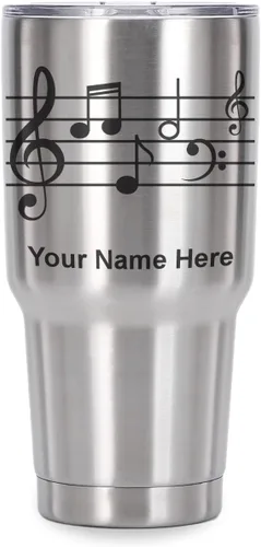 Miniatura 40 de LaserGram Vaso aislado al vacío de 20 onzas, personal de música, grabado personalizado incluido (negro)