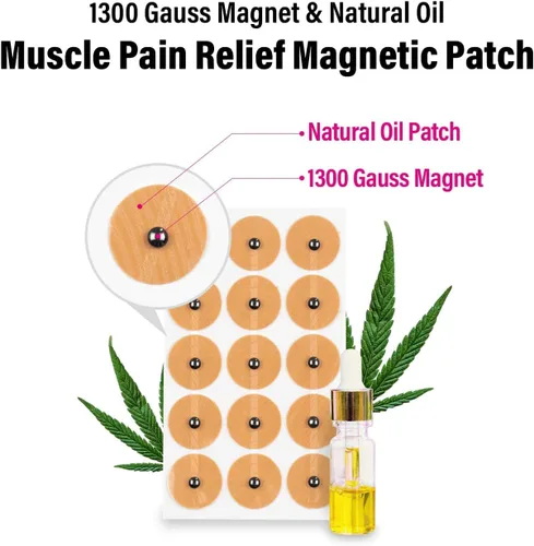 Miniatura 5 de [Paquete de 90] Parche magnético muscular con aceite natural, parches magnéticos de acupresión, 1300 Gauss, terapia magnética, energías magnéticas