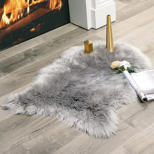 Miniatura 46 de MIULEE Alfombra de Piel de Oveja Sintética de 3 x 5 Pies, Alfombras de Área Mullidas de Lujo - Alfombra Decorativa Shag Súper Suave para Dormitorio