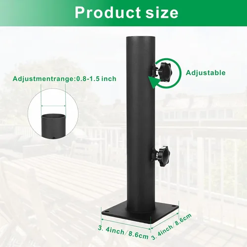 Miniatura 2 de Base de sombrilla para patio, base de acero resistente para exteriores, abrazadera de montaje universal para terrazas, patios, muelles, pontones