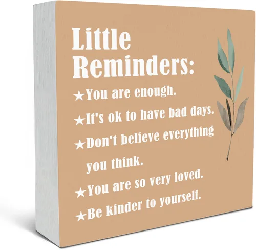Miniatura 15 de SRADMO Inspirational Wood Box Sign Desk Decor, Inspirational Desk Decor, Little Reminders Motivational Positive Theme Wooden Block Box Sign