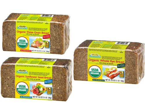 Miniatura 26 de Mestemacher Pan de centeno entero orgánico, 17.6 onzas, auténtico pan de centeno alemán de grano entero Pan europeo denso de alta fibra, orgánico