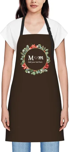 Miniatura 44 de Delantales personalizados para mujer, diseño de delantal de chef ajustable con nombre, textos, fotos, flores, regalos para el día de la madre