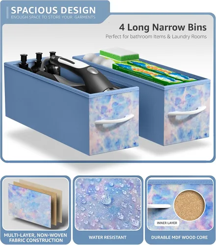 Miniatura 6 de Sorbus Cómoda Estrecha para Niños con 4 Cajones - Cajonera de Almacenamiento Vertical Delgada con Marco de Acero, Superficie de Madera y Tinte pastel