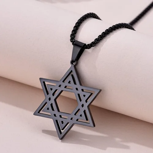 Miniatura 3 de vicima Collar con colgante de estrella de David para hombre de acero inoxidable con colgante hexagonal judío para hombre