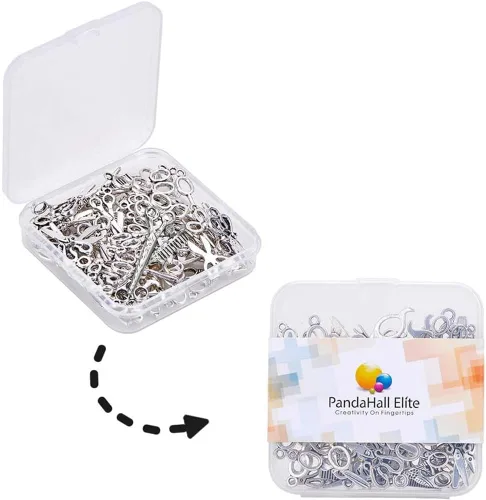 Miniatura 7 de PH PandaHall 50 dijes de tijeras de 10 estilos, dijes, tijeras de costura, abalorios para hacer collares, pulseras, plata envejecida, 50