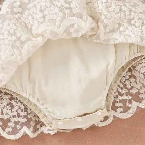 Miniatura 5 de Mameluco para bebé recién nacido, para otoño, invierno, color blanco, beige, bohemio, encaje, floral, ropa de manga larga