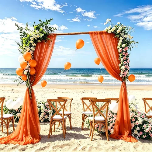 Miniatura 7 de DUOBAO Cortina de telón de fondo de gasa azul bebé, 2 paneles de 29 x 108 pulgadas, cortinas de tela de poliéster, cortinas de fotografía de boda