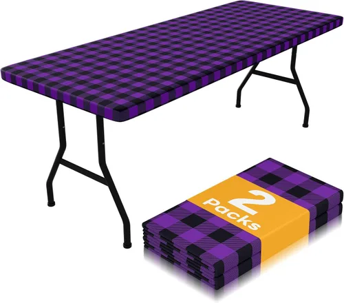Miniatura 24 de Smiry Mantel de Mesa de Picnic Paquete de 2, Manteles Ajustables Elásticos Impermeables para Mesas Rectangulares de 18 x 72 pulgadas, Mantel