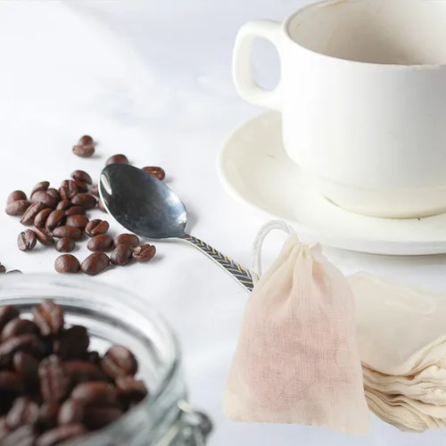 Miniatura 8 de TamBee Bolsa de té de malla de muselina con cordón de 3 x 4 pulgadas, bolsas de té reutilizables, bolsa de filtro de té para hojas sueltas, hierbas