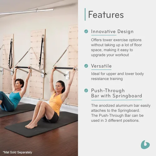 Miniatura 4 de Balanced Body Tabla de Resortes de Pilates con Barra de Empuje, Equipo de Entrenamiento de Pilates Montado en la Pared para Uso en Gimnasio en Casa
