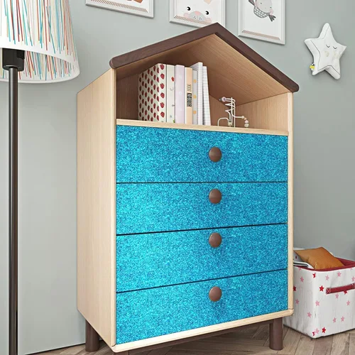 Miniatura 6 de FunStick Papel Tapiz con Purpurina Azul Océano Adhesivo y Despegable Autoadhesivo Papel de Contacto con Purpurina Azul Brillante Decorativo