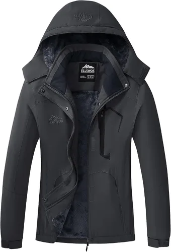 ELLSWOS - Abrigos de invierno para mujer, resistentes al agua, chaqueta de esquí, abrigos cálidos para la nieve, cortavientos, impermeable, con