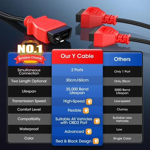 Miniatura 3 de Autel Divisor OBD2 original de 16 pines OBD II, 1 adaptador de cable de extensión macho a 2 hembras, cable de extensión OBDII (1 pie/11.8 in)