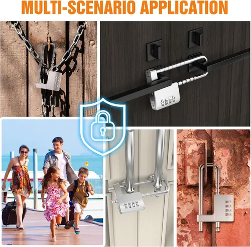 Miniatura 7 de Cerradura de gabinete con combinación, cerradura de combinación ajustable en forma de U para armario de gimnasio, armario, vallas, equipaje, puertas