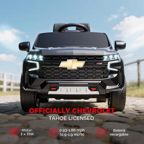 Miniatura 3 de Aosom - Auto de paseo con licencia Chevrolet Tahoe, juguete eléctrico con batería de 12 V y 7 AH, con control remoto para padres, luces LED, música
