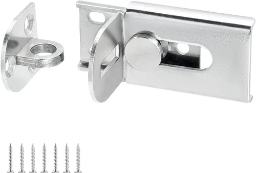 Miniatura 8 de Cerradura de puerta corredera, cerradura de cerrojo de puerta de 90 grados, candado de seguridad de ángulo recto de acero inoxidable con tornillos