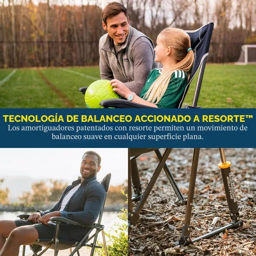 Miniatura 4 de GCI Outdoor Roadtrip Rocker Silla de Camping Silla Mecedora Portátil y Plegable con Reposabrazos Sólidos y Duraderos, Portavasos y Respaldo Verde