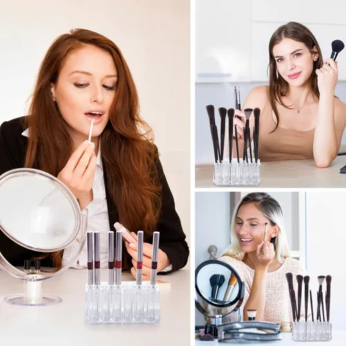 Miniatura 4 de Organizador de delineador de labios acrílico y organizador de delineadores de ojos, 24 lápices cosméticos estándar, estuche de exhibición