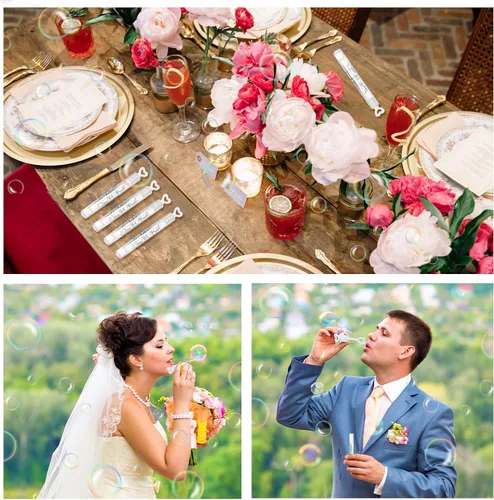 Miniatura 7 de Kathfly 200 mini varitas de burbujas de corazón blanco con 200 calcomanías, mini burbujas a granel para bodas, aniversarios, celebraciones