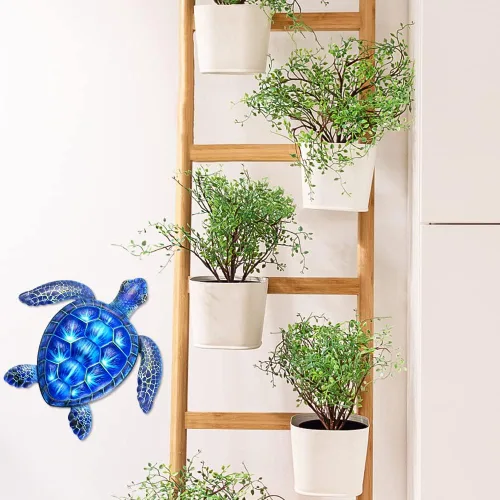 Miniatura 5 de Surakey Decoración de pared de tortuga marina de metal, decoración de pared de tortuga marina, adorno colgante de animales para el hogar