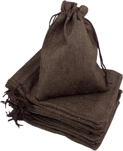 Miniatura 29 de Palmhomee Paquete de 20 bolsas de regalo de arpillera con cordón, bolsas de joyería de lino, bolsas de yute de boda para joyas y bolsas