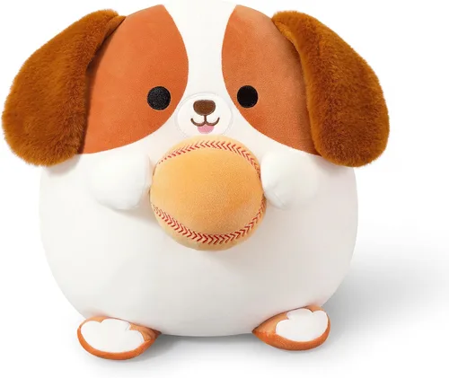 Miniatura 2 de Onsoyours - Original juguete de peluche de perro beagle con béisbol - 30 cm de felpa suave, juguete de cachorro deportivo, lindos peluches