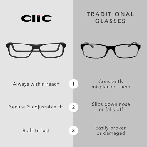 Miniatura 3 de Clic Lentes de lectura magnéticos, lectores ajustables para colgar en el cuello, ajuste seguro con diadema rígida, expandibles originales