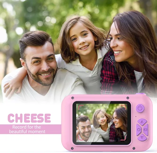 Miniatura 7 de Cámara para niños con lente giratoria de 180° para selfie y video, cámaras de video digitales HD para niños pequeños con tarjeta SD de 32 GB, ideal