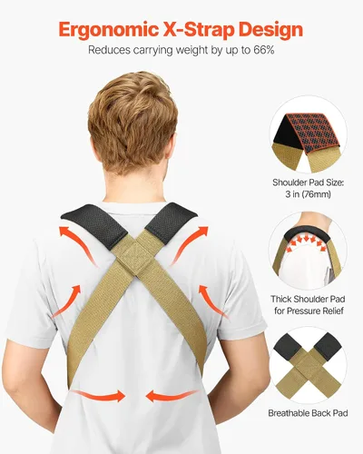 Miniatura 3 de VEVOR - Correas de mudanza, sistema de elevación para 2 personas con 2 correas de arnés, 2 de carga y 1 manual, correas ajustables para elevar