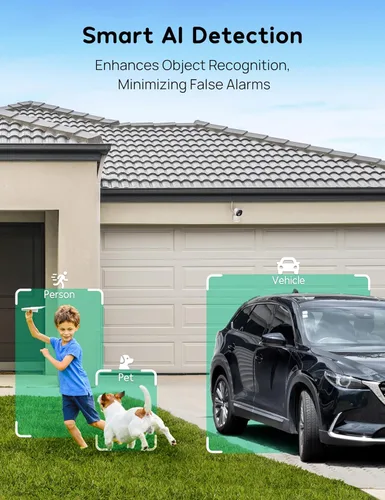 Miniatura 3 de winees Cámaras de seguridad para exteriores, cámaras Wi-Fi 2K con cable para seguridad en el hogar, cámara interior 2.4G, detección de IA